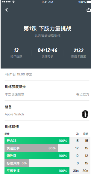 咕咚app AppleWatch全新交互課程推出 網(wǎng)友：最嚴(yán)私教出世