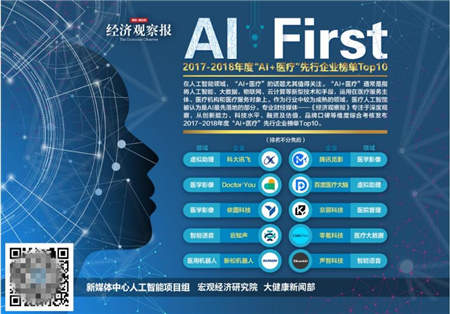 云知聲入選 2018 中國(guó)“AI + 醫(yī)療”先行企業(yè)榜