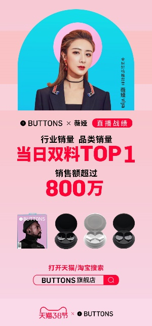 薇婭直播銷售破 800 萬，BUTTONS 榮登當(dāng)日雙冠王