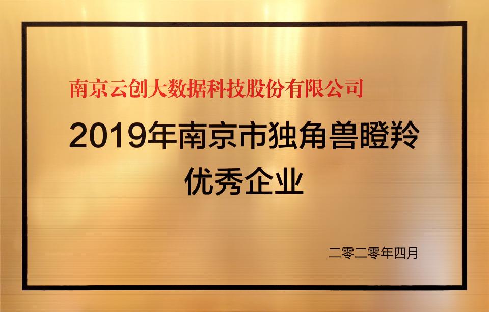 喜訊！云創(chuàng)大數(shù)據(jù)膺選“2019年南京市獨角獸瞪羚優(yōu)秀企業(yè)”！