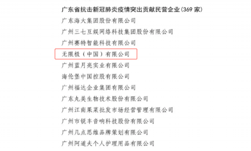 無限極獲評抗擊疫情突出貢獻企業(yè)