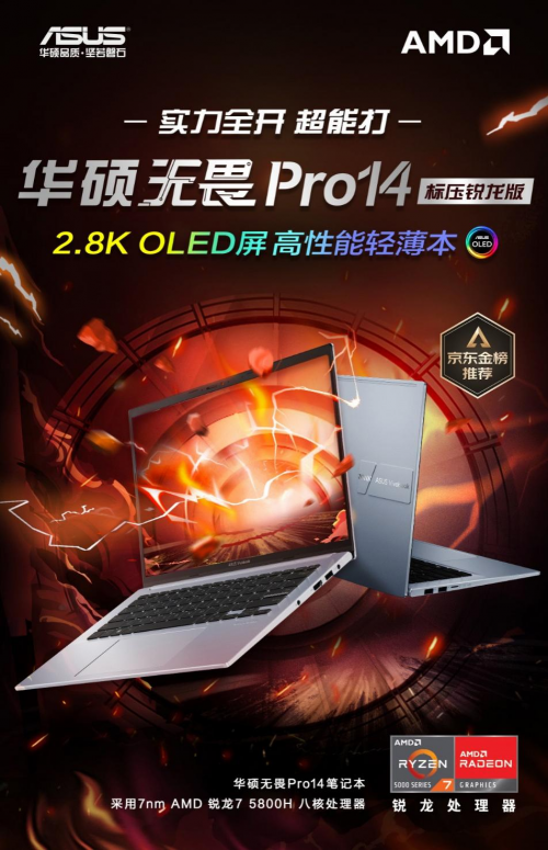 銳龍5000+90Hz OLED 無畏Pro14成OLED筆電標(biāo)桿