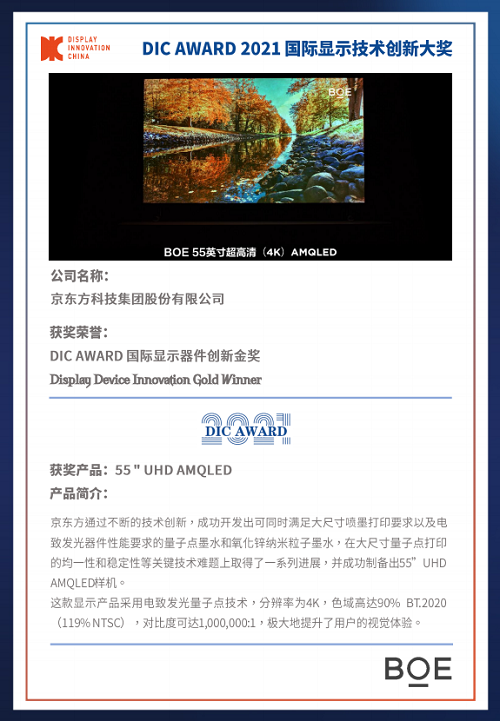 DIC 2021 顯示技術及應用創(chuàng)新展在滬啟幕！DIC AWARD獎項揭曉，這些顯示企業(yè)摘得桂冠！