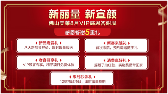 佛山美萊8月VIP感恩答謝5重禮實力寵粉