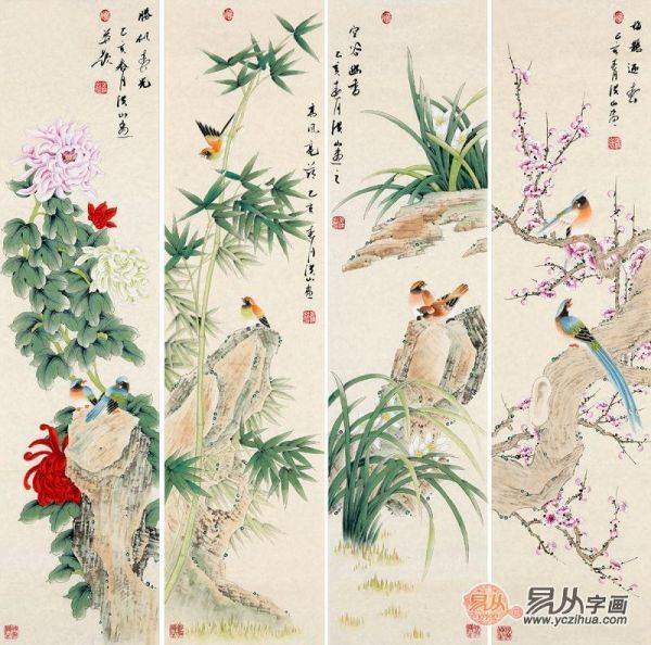 這些精美的沙發(fā)背景墻花鳥畫，絕對(duì)吸人眼球！