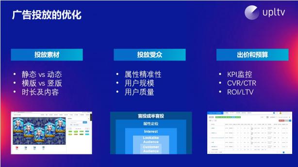 UPLTV受邀分享游戲出?！叭壳?/></p><p>我對(duì)變現(xiàn)的總結(jié)是：感性與理性的平衡，收益和體驗(yàn)的平衡。設(shè)計(jì)變現(xiàn)方案時(shí)視覺是感性的，通過設(shè)計(jì)去把握用戶點(diǎn)擊廣告的心理。而利用A/B測(cè)試進(jìn)行相關(guān)數(shù)據(jù)驗(yàn)證是理性的，幫助開發(fā)者們找到最優(yōu)變現(xiàn)方案。激勵(lì)視頻本身可能影響用戶體驗(yàn)，通過控制展示次數(shù)、冷卻時(shí)間和數(shù)據(jù)分析等等，可以找到一個(gè)平衡點(diǎn)。</p><p>變現(xiàn)調(diào)優(yōu)需要通過一系列的參數(shù)統(tǒng)計(jì)，為不同的用戶設(shè)置不同的分層，以此確定廣告的細(xì)節(jié)。每一個(gè)細(xì)節(jié)的調(diào)整帶來的收益提升可能有限，但將所有細(xì)節(jié)結(jié)合在一起，量變往往會(huì)產(chǎn)生質(zhì)變，為我們帶來優(yōu)勢(shì)和競爭力。如果開發(fā)者將這些細(xì)節(jié)都完善好，下一步則可以從買量端打破變現(xiàn)瓶頸，因?yàn)楦鼉?yōu)質(zhì)的用戶帶來的變現(xiàn)收益也會(huì)更好。</p><p align=