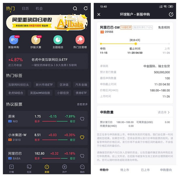 老虎證券已開啟阿里巴巴打新通道 3項重磅福利等你來拿
