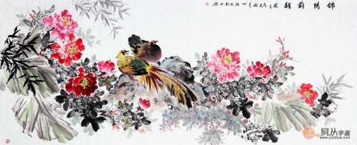 家里掛花鳥畫好嗎？丁珂手繪牡丹國(guó)畫，掛在家里好看又吉祥