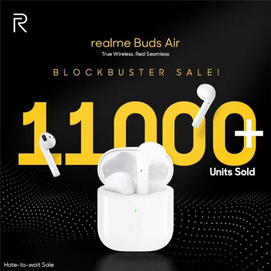 1小時(shí)售出11,000臺(tái)，realme Buds Air率先開(kāi)啟印度IoT爆款時(shí)代