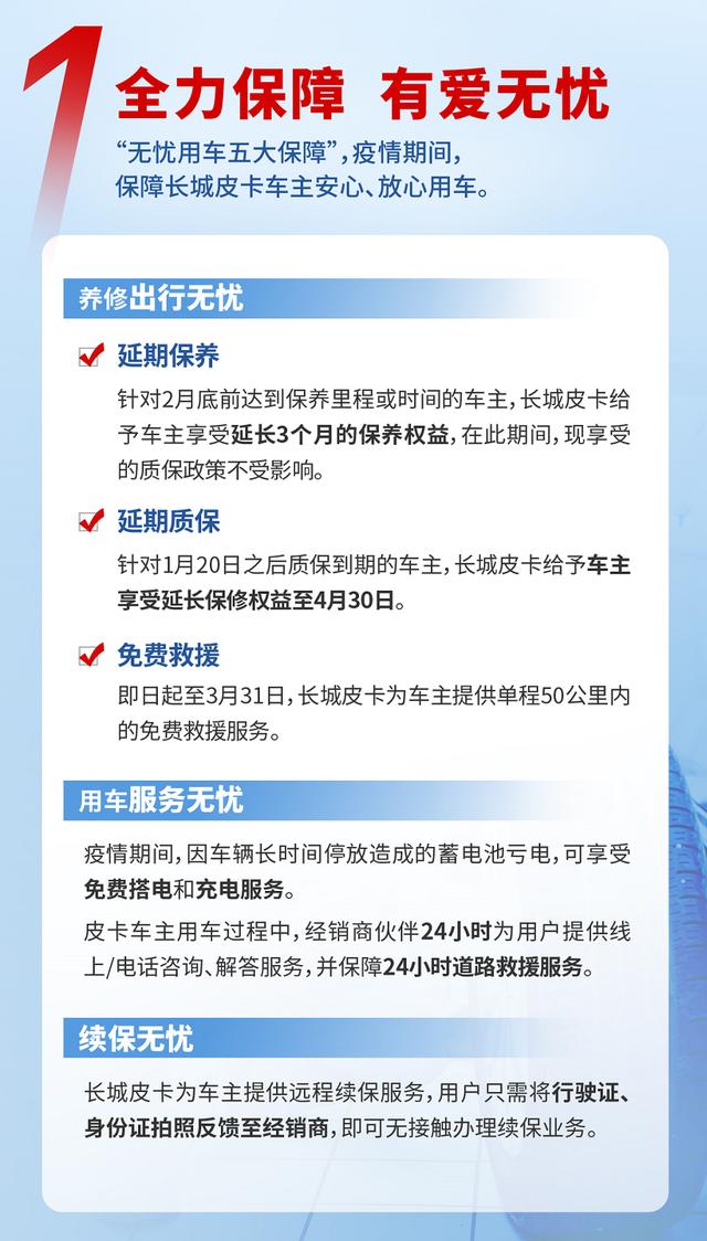 同心抗疫 長(zhǎng)城皮卡推出十大關(guān)愛保障