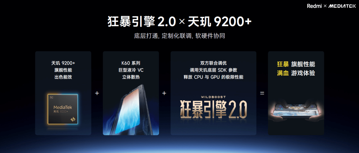 狂暴引擎2.0打通天璣9200+，紅米K60至尊版性能和游戲體驗(yàn)穩(wěn)了