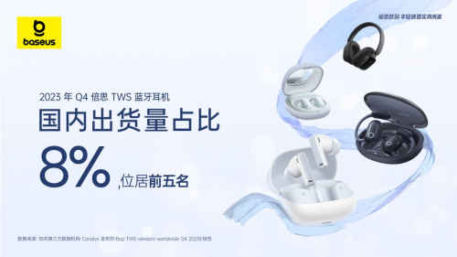 TWS市場(chǎng)觀察：Canalys 2023年Q4 數(shù)據(jù)發(fā)布，倍思以8%占比強(qiáng)勢(shì)進(jìn)駐前五